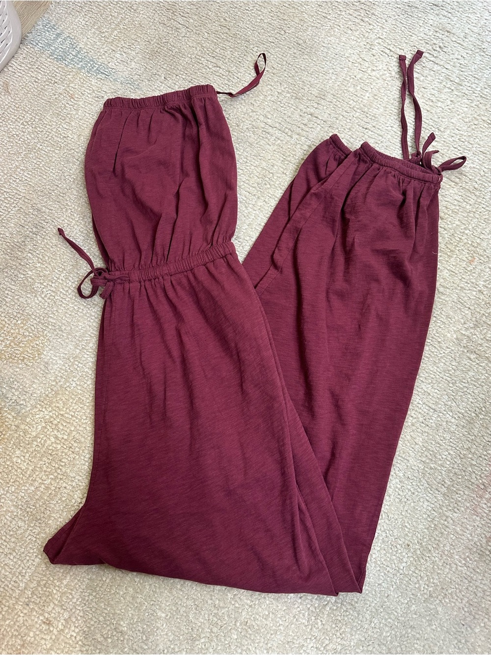 American Eagle Outfitters Knit Drawstring Jumpsuit in Mauve